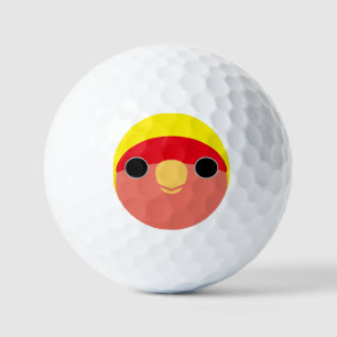 The face of a american yellow peach-faced lovebird golf balls