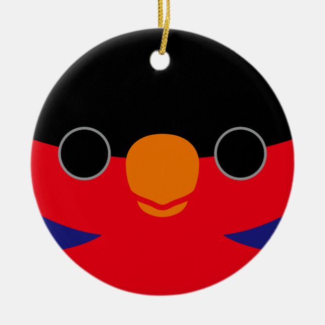 The face of a Black-capped lory Ceramic Tree Decoration (Front)