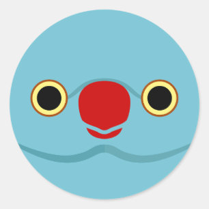 The face of a blue female Rose-ringed parakeet Classic Round Sticker
