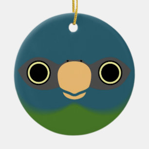 The face of a Blue-headed macaw Ceramic Tree Decoration
