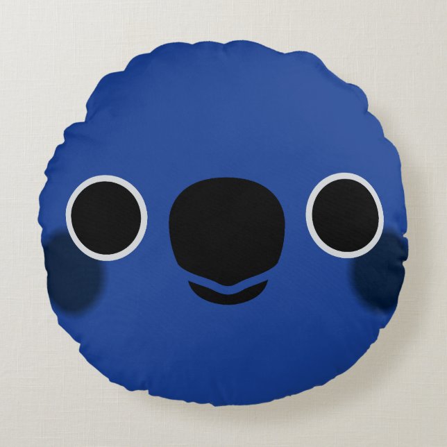 The face of a Blue-headed parrot Round Cushion (Front)
