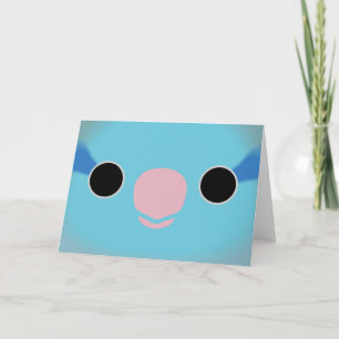 The face of a blue male Pacific parrotlet Card
