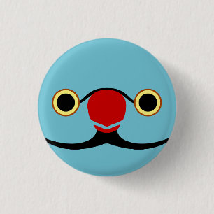 The face of a blue male Rose-ringed parakeet 3 Cm Round Badge