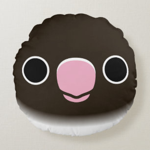The face of a blue masked lovebird round cushion