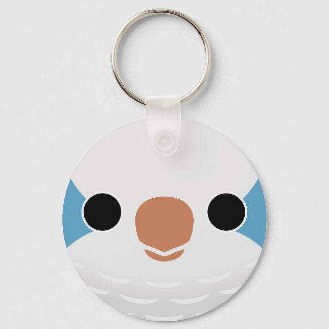 The face of a Blue Monk Parakeet Key Ring (Front)