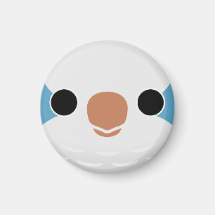 The face of a Blue Monk Parakeet Magnet