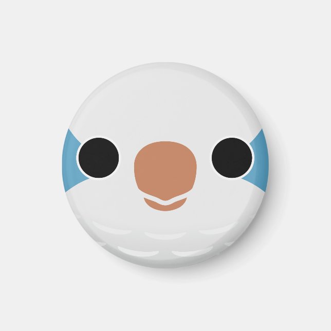 The face of a Blue Monk Parakeet Magnet (Front)