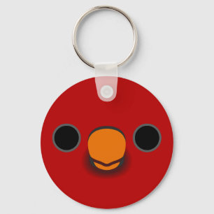 The face of a Cardinal lory Key Ring
