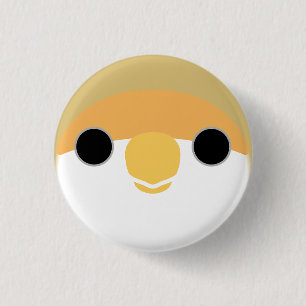 The face of a cinnamon peach-faced lovebird 3 cm round badge