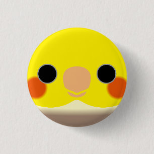 The face of a cinnamon pied male cockatiel 3 cm round badge