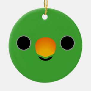 The face of a Eclectus Parrot (Male) Ceramic Tree Decoration