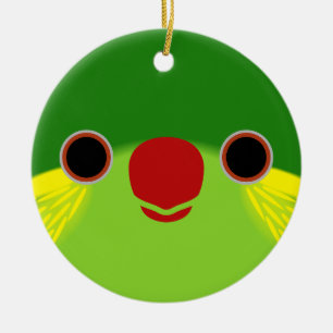 The face of a female Red-flanked lorikeet Ceramic Tree Decoration