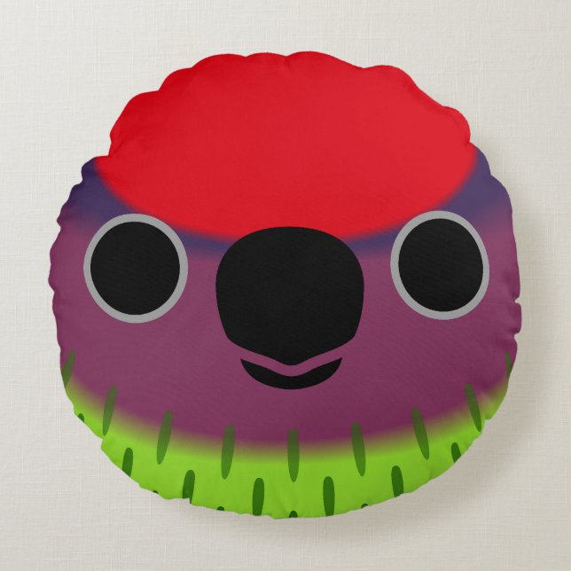 The face of a Goldie's lorikeet Round Cushion (Front)