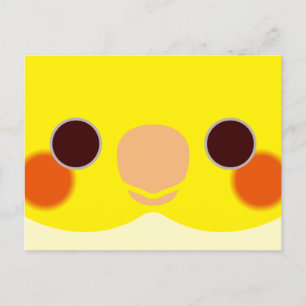 The face of a lutino cockatiel holiday postcard