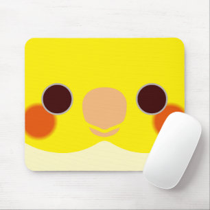The face of a lutino cockatiel mouse pad