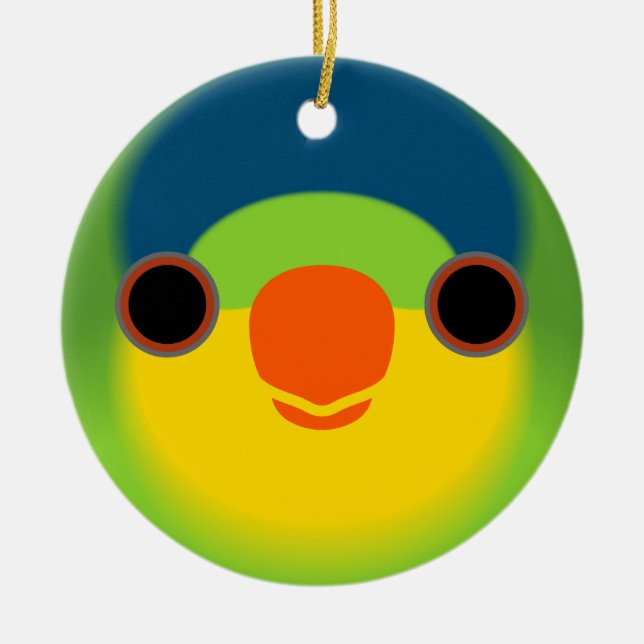 The face of a New Caledonian lorikeet Ceramic Tree Decoration (Front)