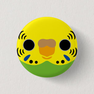 The face of a normal female budgie 3 cm round badge