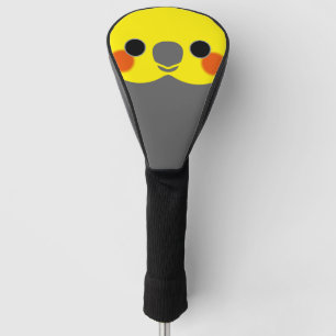 The face of a normal grey male cockatiel golf head cover