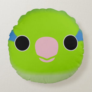 The face of a normal male Pacific parrotlet Round Cushion