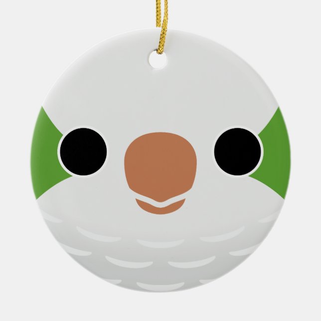 The face of a Normal Monk Parakeet Ceramic Tree Decoration (Front)