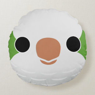 The face of a Normal Monk Parakeet Round Cushion