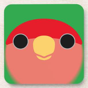 The face of a normal peach-faced lovebird coaster