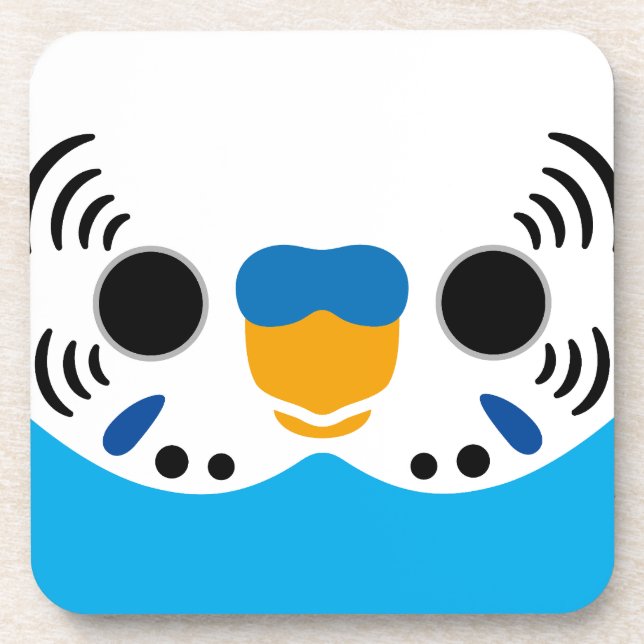 The face of a normal sky blue male budgie coaster (Front)