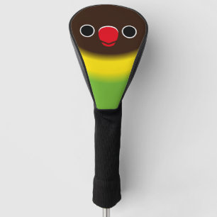 The face of a normal yellow-collared lovebird golf head cover