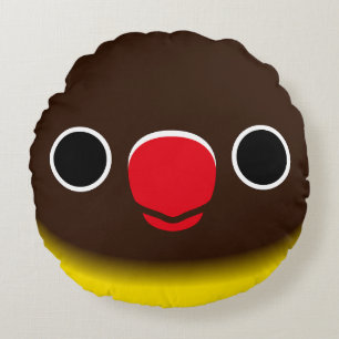 The face of a normal yellow-collared lovebird round cushion