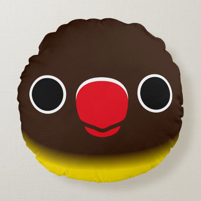 The face of a normal yellow-collared lovebird round cushion (Front)