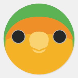 The face of a orange-faced peach-faced lovebird classic round sticker