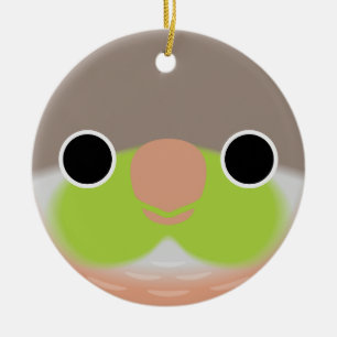 The face of a Pineapple Green-cheeked parakeet Ceramic Tree Decoration