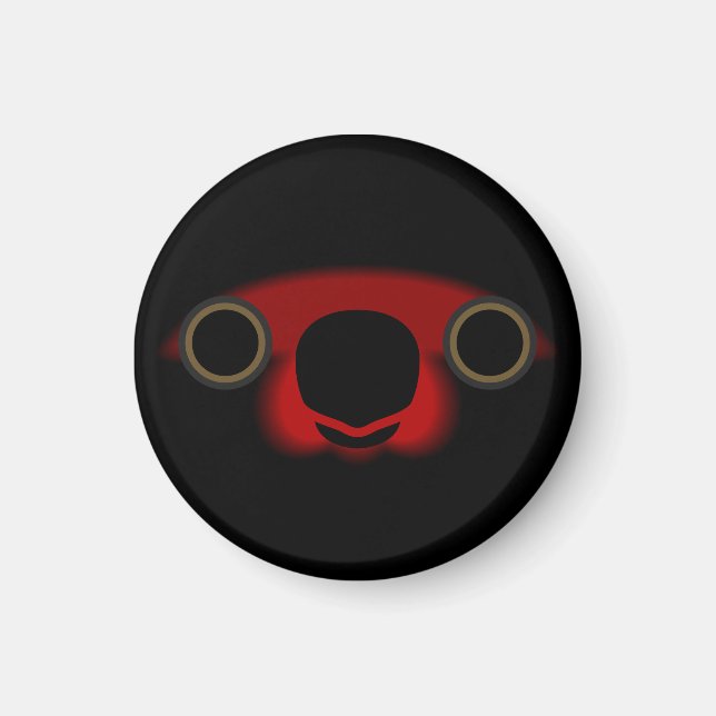 The face of a Rajah Black Lory Magnet (Front)