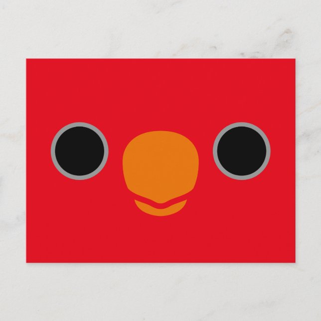 The face of a Red Lory Holiday Postcard (Front)