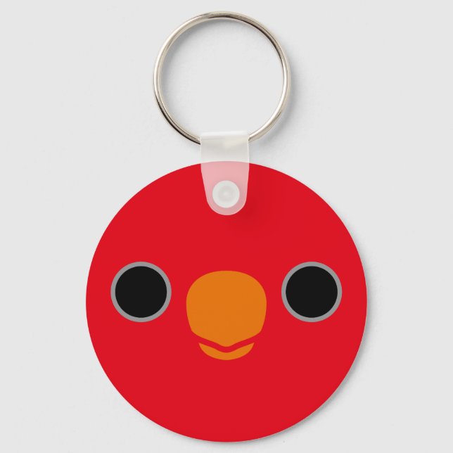 The face of a Red Lory Key Ring (Front)