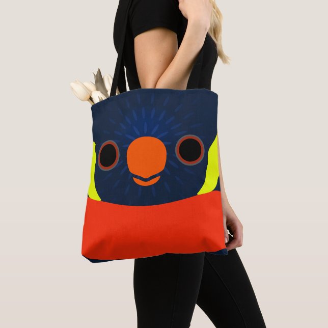 The face of a Sunset lorikeet Tote Bag (Close Up)
