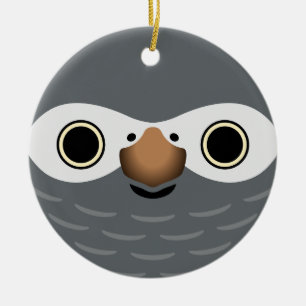 The face of a Timneh African Grey Parrot Ceramic Tree Decoration