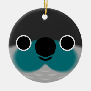 The face of a Turquoise Green-cheeked parakeet Ceramic Tree Decoration