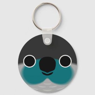 The face of a Turquoise Green-cheeked parakeet Key Ring