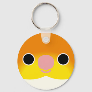 The face of a White-bellied Caique Key Ring