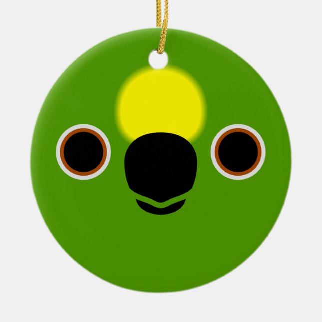 The face of a Yellow-crowned amazon Ceramic Tree Decoration (Front)