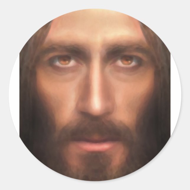 The face of Jesus Classic Round Sticker (Front)