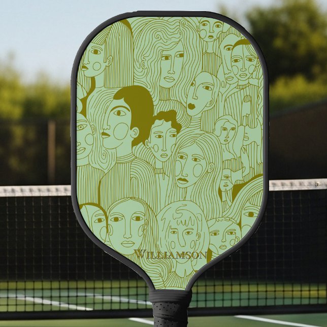 The Faces of Art Olive on Mint Green Pickleball Paddle (Creator Uploaded)