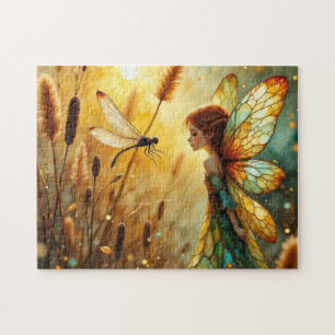 The fairy and the dragonfly alcohol ink jigsaw puzzle