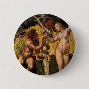 The Fall - Adam and Eve by Raphael Sanzio 6 Cm Round Badge