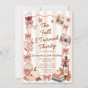 The Fall I Turned 30 Autumn Wine Girl Birthday Invitation