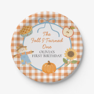 The Fall I Turned One autumn first Birthday Paper Plate