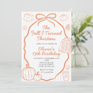The Fall I Turned Thirteen Autumn 13th Birthday Invitation