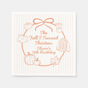 The Fall I Turned Thirteen Autumn 13th Birthday Napkin