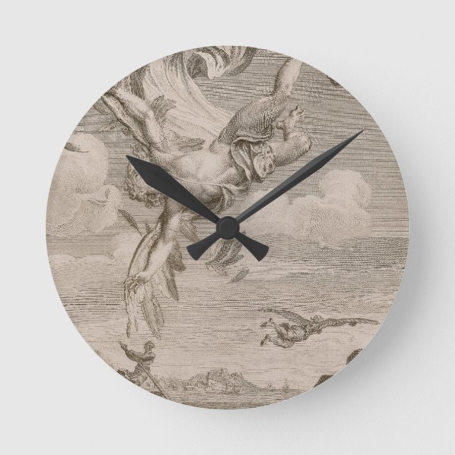 The Fall of Icarus, 1731 (engraving) Round Clock (Front)